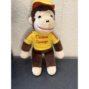 Vtg Knickerbocker Curious George Plush Toy‎ w/ Yellow Shirt and Hat, 14" Monkey